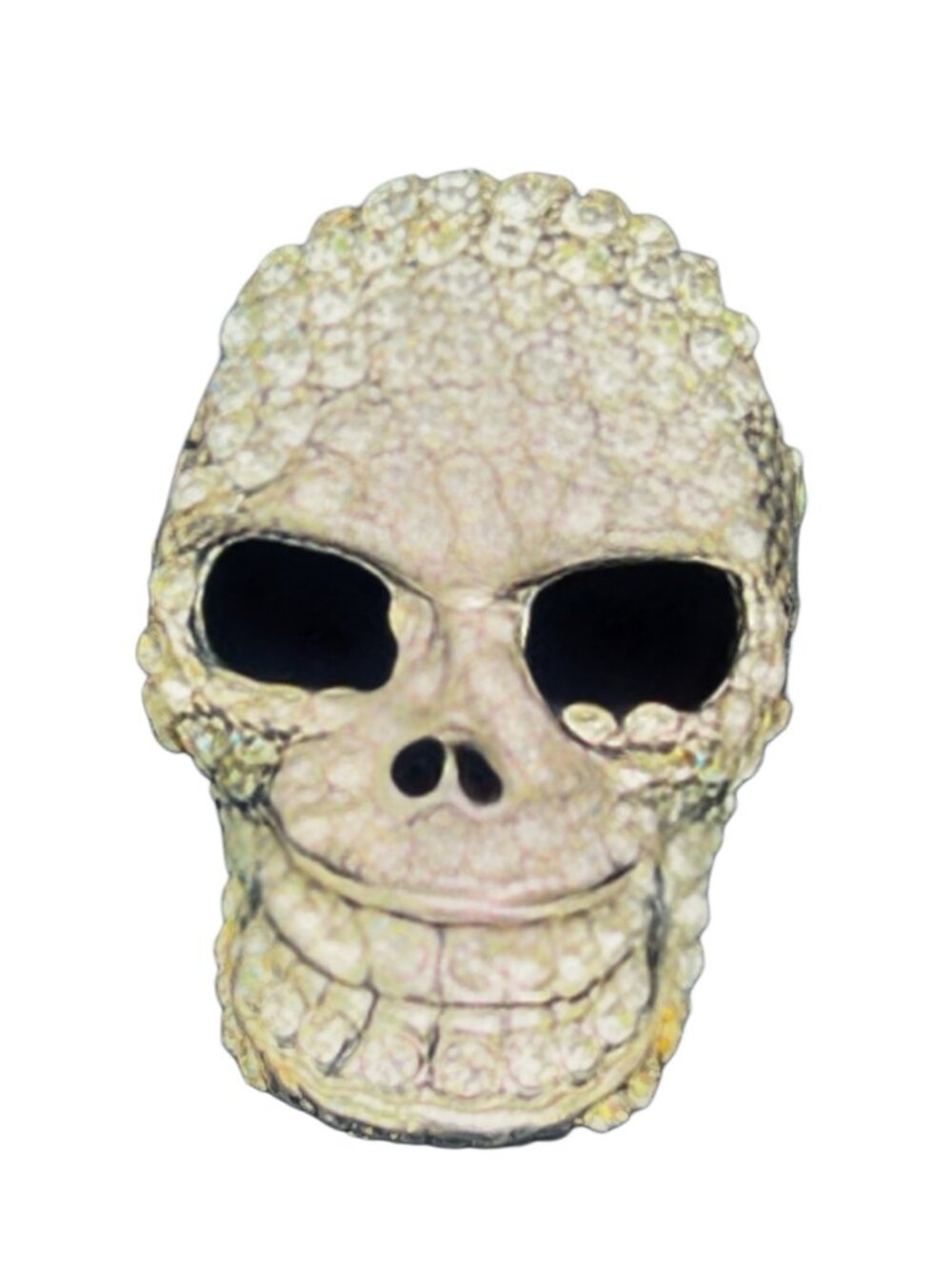 Vintage Rhinestone-Encrusted Skull Brooch Pin Silver Tone 2 Inch Sparkling State - Picture 7 of 7